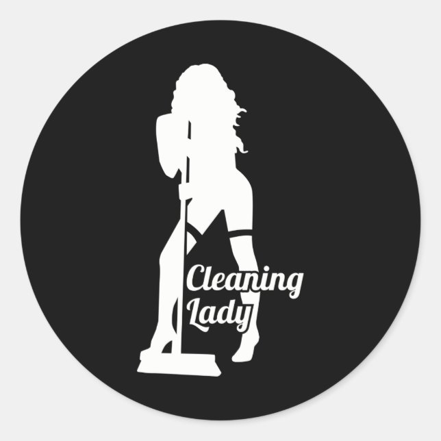 Cleaning lady classic round sticker (Front)