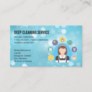 Cleaning Lady   Cleaning Services Icons Business Card