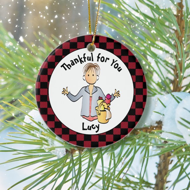 Cleaning Lady Holiday Thank You Gift  Ceramic Ornament (Creator Uploaded)