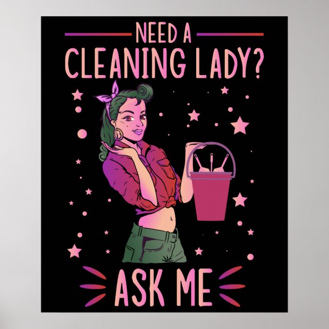 Cleaning Lady Housekeeper Housekeeping Cleaner Gra Poster (Front)