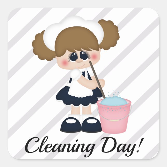 Cleaning Lady Maid Mop Bucket Planner Sticker (Front)