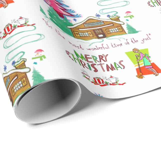 Cleaning Lady Merry Christmas Wrapping Paper   (Roll Corner)