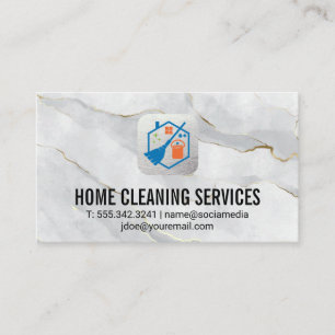 Cleaning Logo   White Gold Marble Business Card