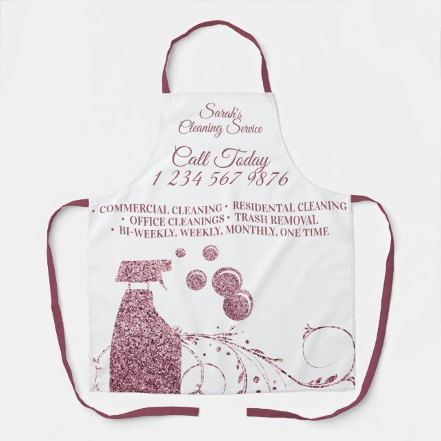 Cleaning Maid Janitorial simple spray pink swirl Apron (Front)