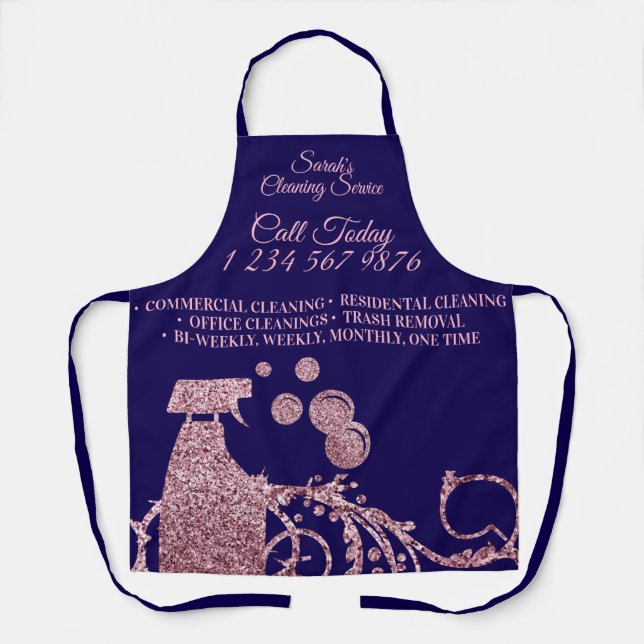 Cleaning Maid Janitorial sparkle spray navy swirl Apron (Front)