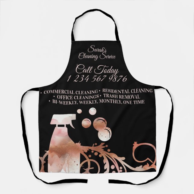 Cleaning Maid Janitorial sparkle spray rosegold Apron (Front)
