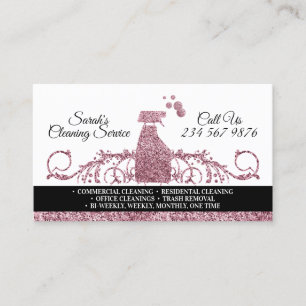 Cleaning Maid Janitorial sparkling pink services Business Card