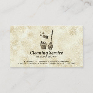 Cleaning Maid Janitorial sparkling sepia Business Card