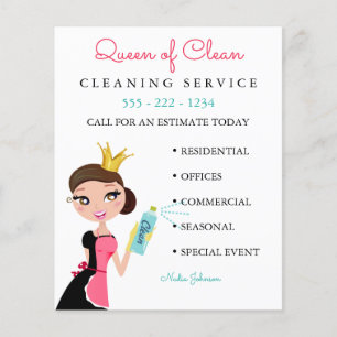Cleaning Maid Service Brunette Character Crown Flyer