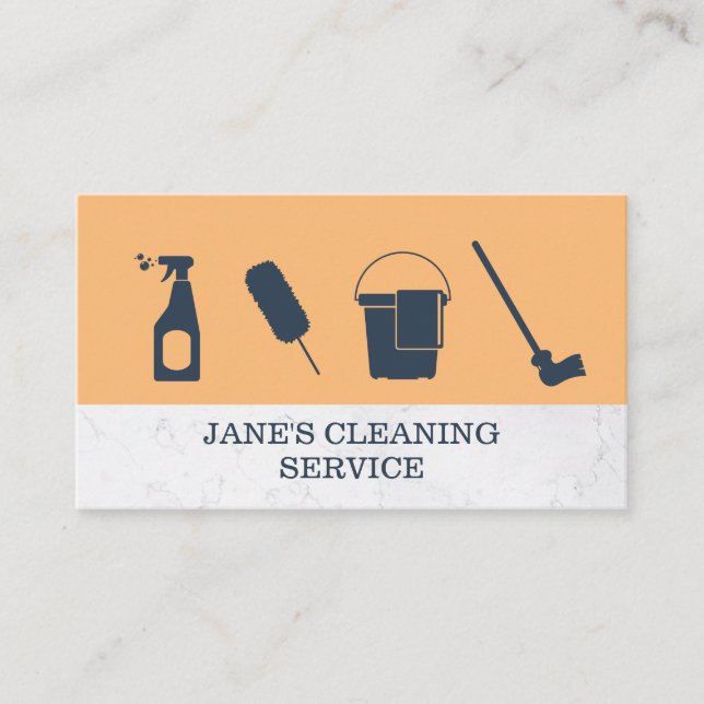 Cleaning | Maid Service | Marble | Home Service Business Card (Front)