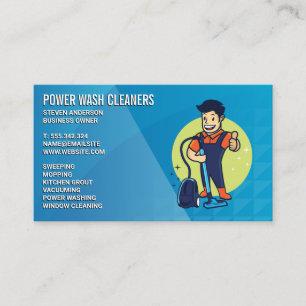 Cleaning Man with Vacuum   Home Services Business Card