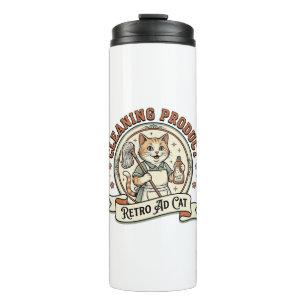 Cleaning Product Retro Ad Cat Cleaning Product Ret Thermal Tumbler