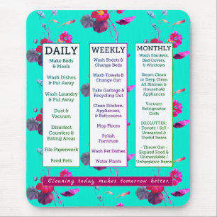 Cleaning Schedule & Affirmation Feminine Floral Mouse Pad