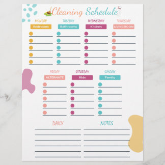 Cleaning Schedule Letterhead