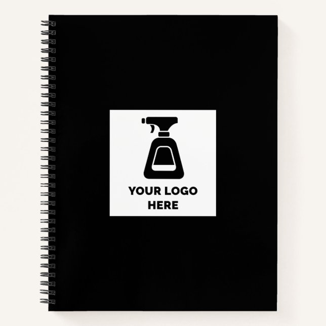 Cleaning Service Add Your Logo Black Notebook (Front)