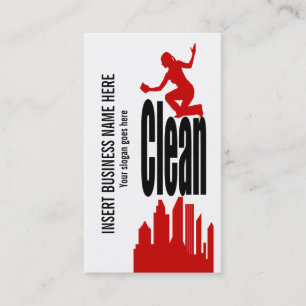 Cleaning Service black red PERSONALIZE Business Card
