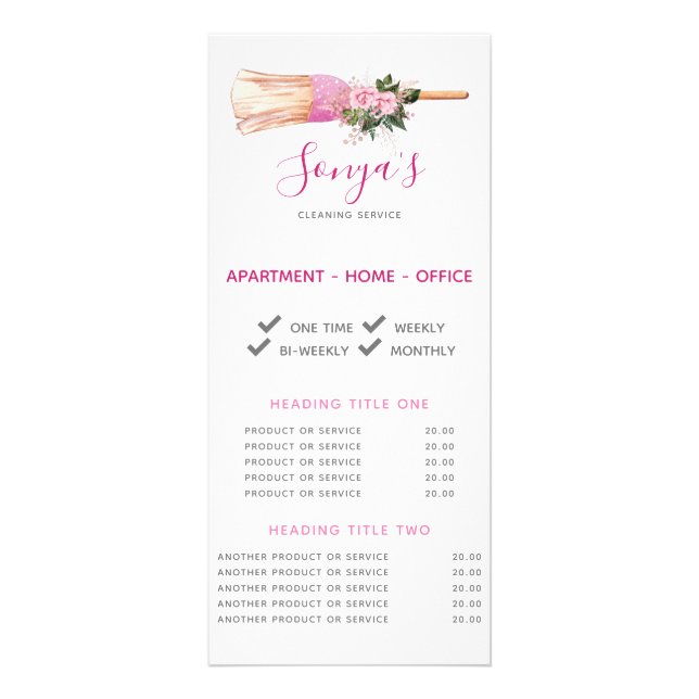 Cleaning Service Broom Business Promotional Rack Card (Front)