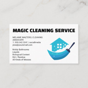 Cleaning Service   Broom Home Logo Business Card
