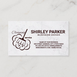 Cleaning Service Broom   Marble Business Card