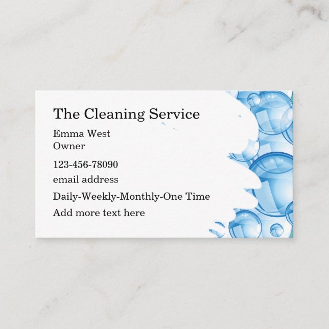Cleaning Service Bubbles Theme Business Card (Front)
