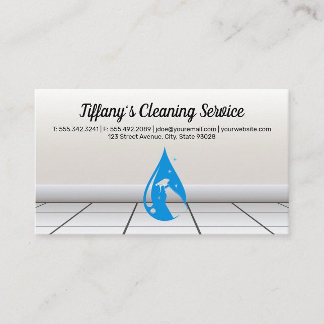Cleaning Service | Cleaning Supplies Bathroom Tile Business Card (Front)