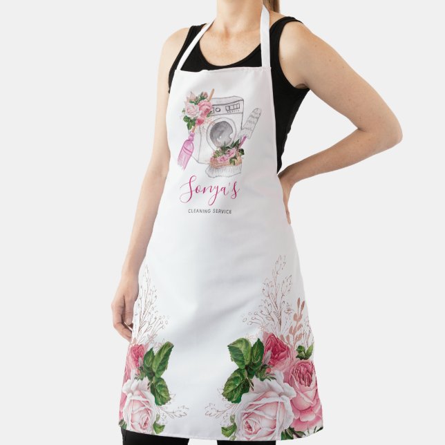 Cleaning Service Floral Business Apron (Insitu)