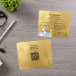 Cleaning service gold QR code Flyer<br><div class="desc">An elegant and glamourous cleaning service business flyer on a faux gold looking background decorated with cleaning equipment.  Personalize and add Your name,  text contact info.  Add your own QR code to your website address on the back:</div>