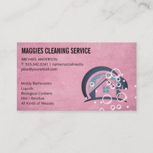 Cleaning Service Home Logo   Soap Bubbles Business Card