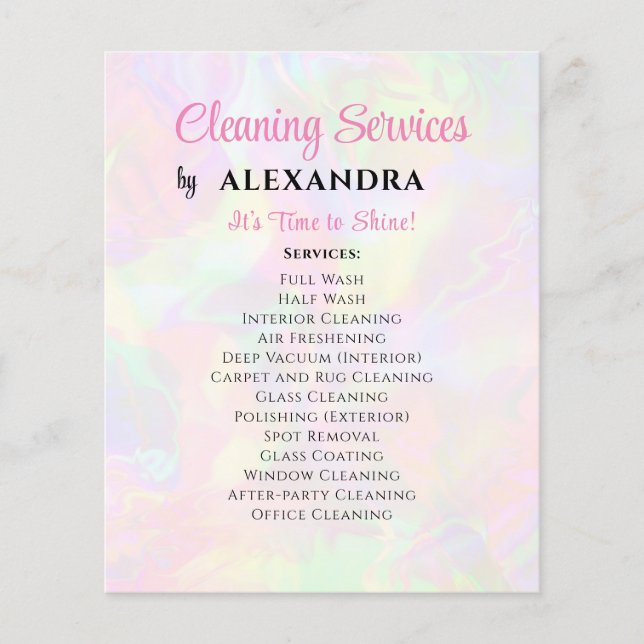 Cleaning Service House Keeping Elegant Holographic Flyer (Front)
