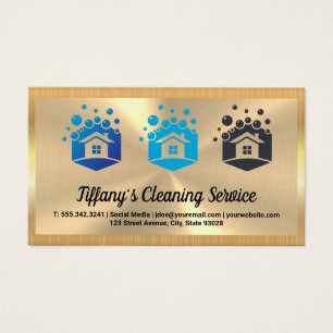Cleaning Service House Logo Gold Metallic