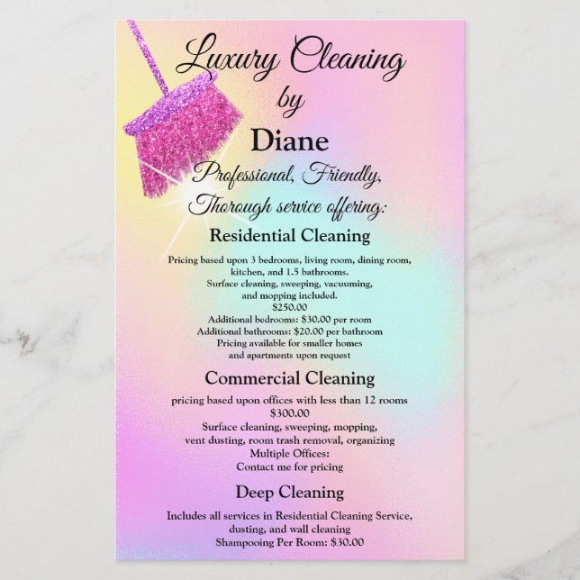 Cleaning Service House Office Keeping Maid Pink QR Flyer (Front)