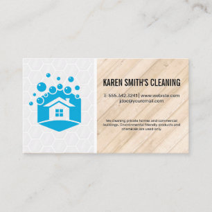 Cleaning Service   House Soap Bubbles Logo Business Card