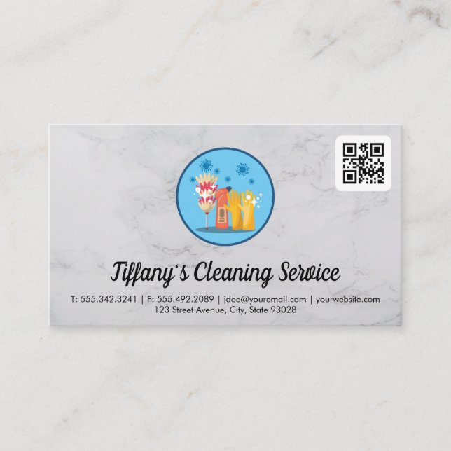 Cleaning Service | Housekeeping Services | qr code Business Card (Front)
