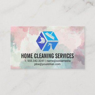 Cleaning Service Icons   White Gold Marble Business Card