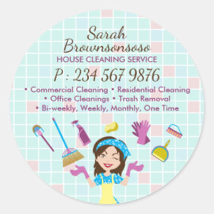 Cleaning Service Janitorial Maid Girl Worker Classic Round Sticker