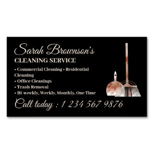 Cleaning Service Janitorial Watercolor Beige Magnetic Business Card
