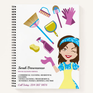 Cleaning Service Lady Janitorial Cute Cartoon Notebook