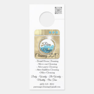 Cleaning Service Laundy Washing QR Code White Door Hanger