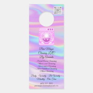 Cleaning Service Laundy Washing QRCode Logo Door Hanger