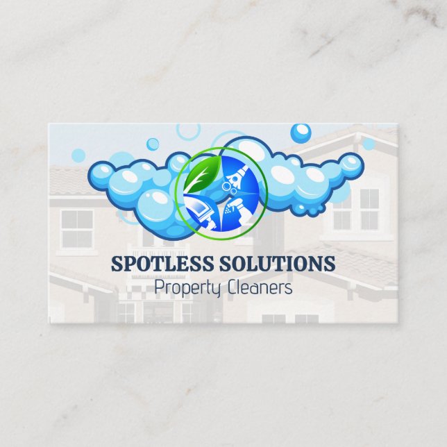 Cleaning Service Logo | Neighbourhood  Business Card (Front)