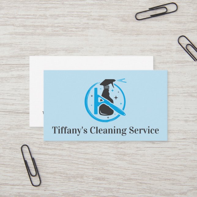 Cleaning Service Logo | Spray and Squeegee Business Card (Front/Back In Situ)