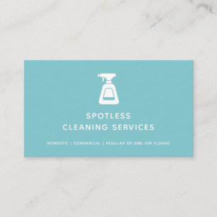 Cleaning Service Maid Aqua Blue Spray Bottle Business Card