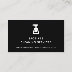 Cleaning Service Maid Black Spray Bottle Business Card