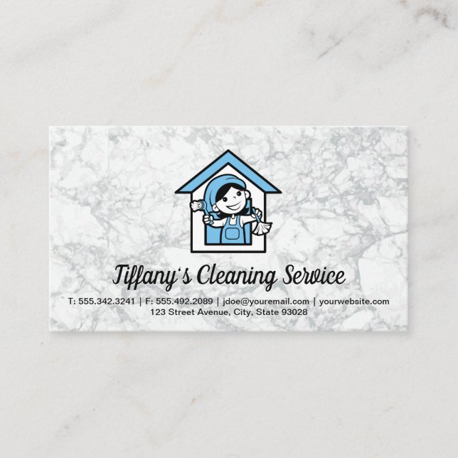 Cleaning Service | Maid | Cleaning Woman Business Card (Front)