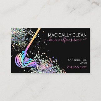 Cleaning Service Maid House & Office Holographic Business Card