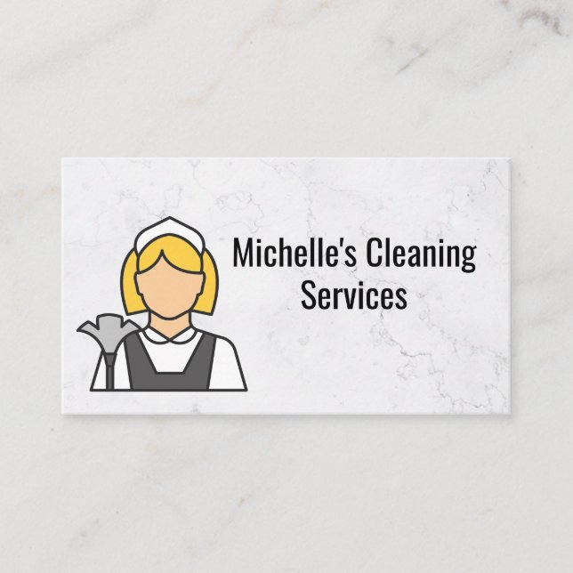Cleaning Service | Maid Logo Business Card (Front)