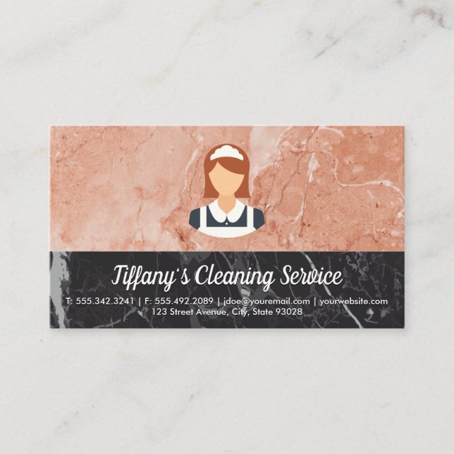 Cleaning Service | Maid Marble Colour Block Business Card (Front)