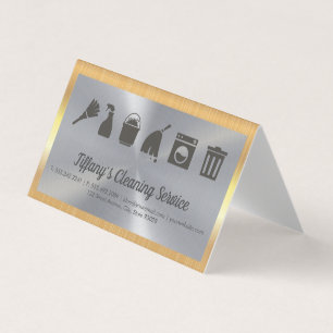 Cleaning Service   Maid Supplies   Gold Border Business Card