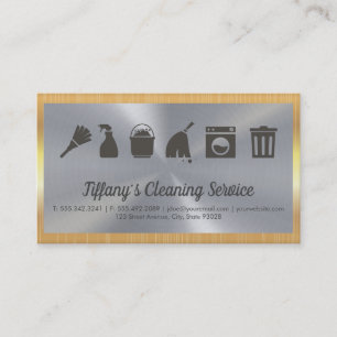 Cleaning Service   Maid Supplies   Gold Border Business Card