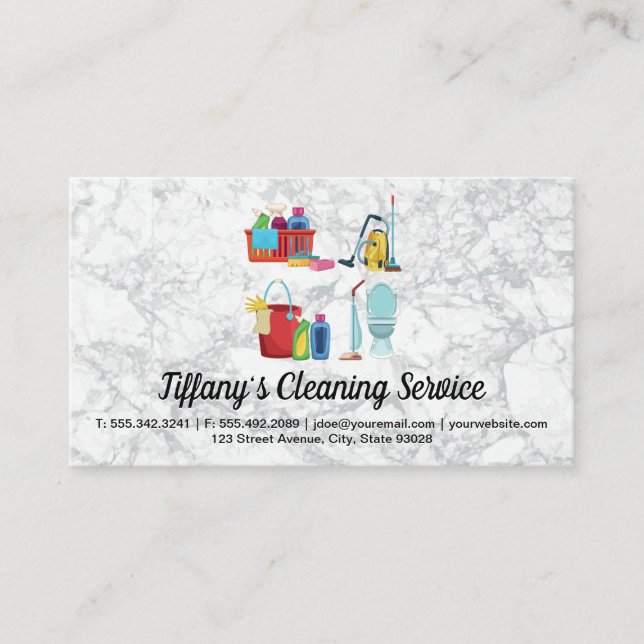 Cleaning Service | Maid Supplies Tools Business Card (Front)